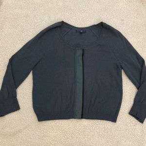 Cardigan sweater - gray w black trim   Snap close, xs